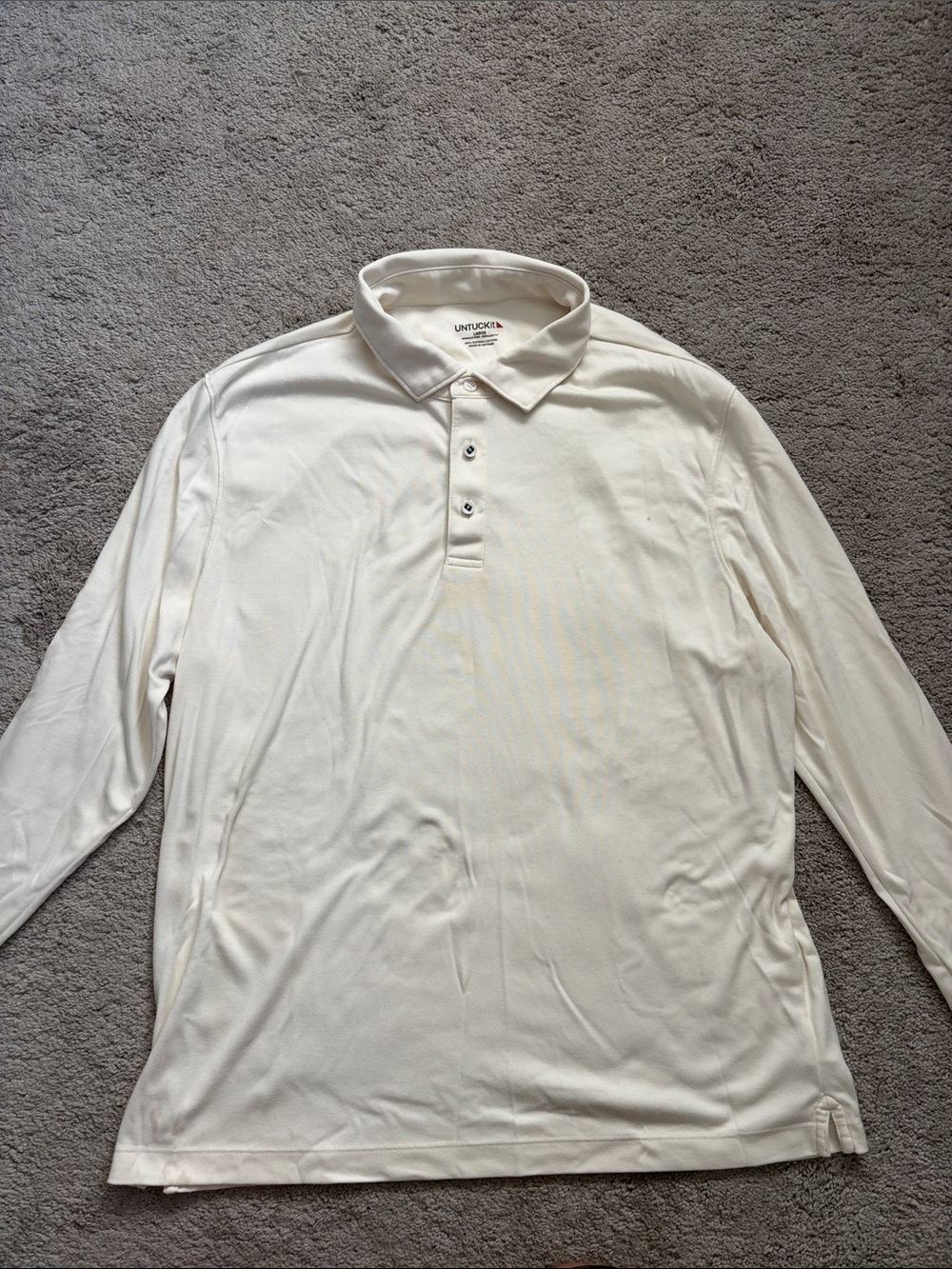 UNTUCKit Long-Sleeve Polo Shirt in Off-White